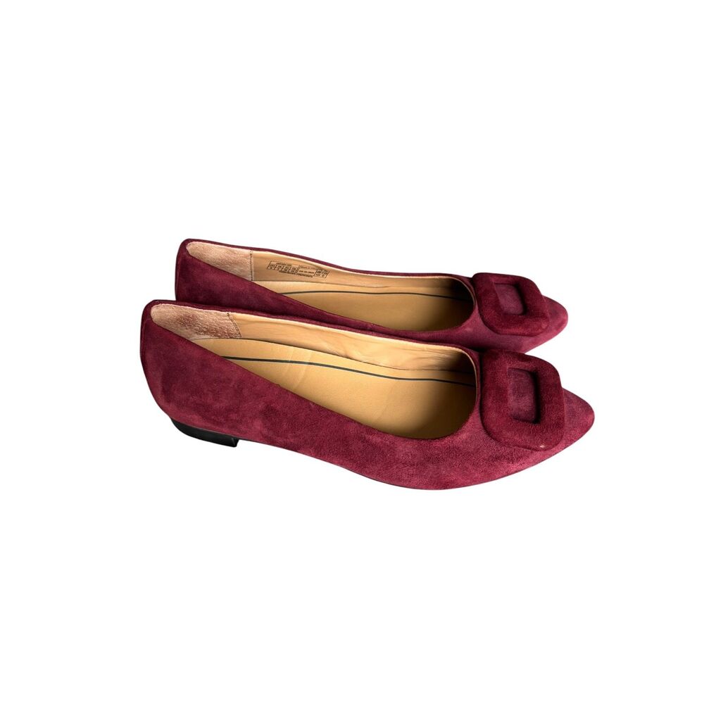 Vionic Suede Ballet Flats Burgundy Maroon Fall Minimalist Style US Size 5